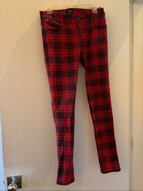 Tripp NYC Red Plaid Skinny Jeans